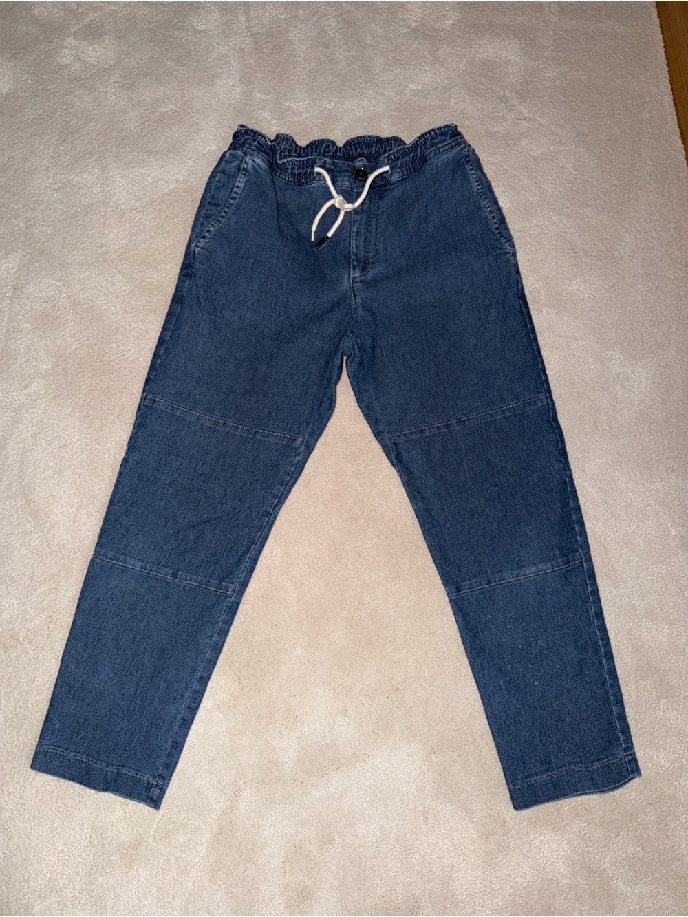 Eleventy Dark Blue Drawstring Denim Jogger Pants